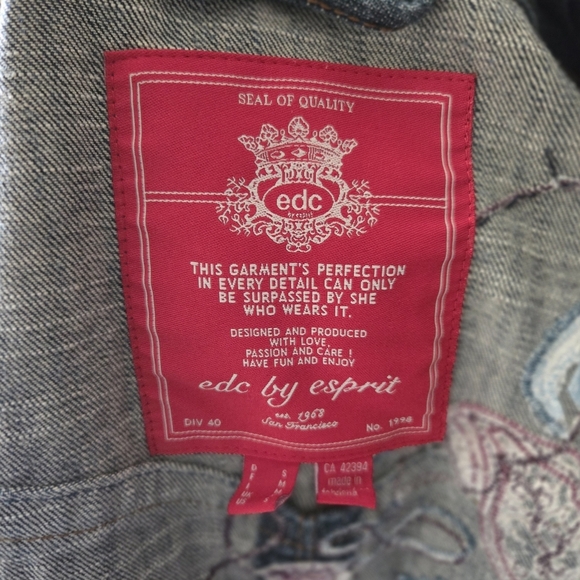 Esprit Blue Jean Jacket Classic Denim Style Size Small - Picture 8 of 9
